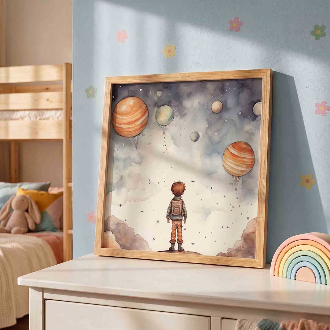 Jongen met planeten Poster