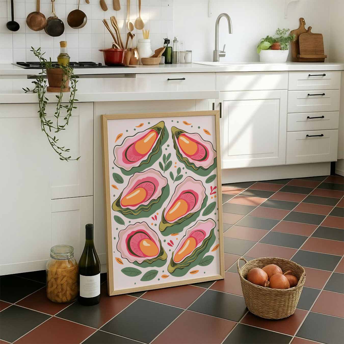 Kleurrijke Oester Illustratie Poster-WallArtistic