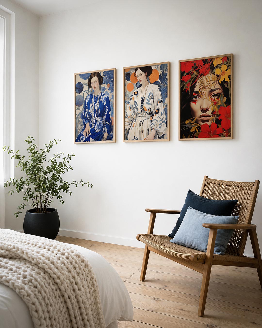 Blauwe bloemendroom Posterset