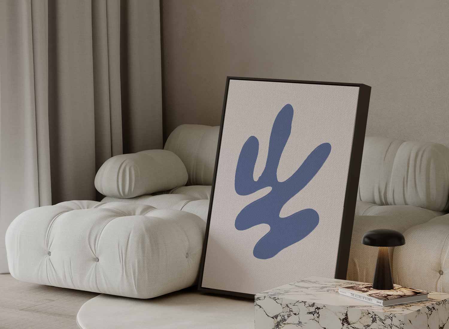 Blauwe Organische Vormen Kunstwerk-canvas-dibond-plexiglas-wanddecoratie-WallArtistic