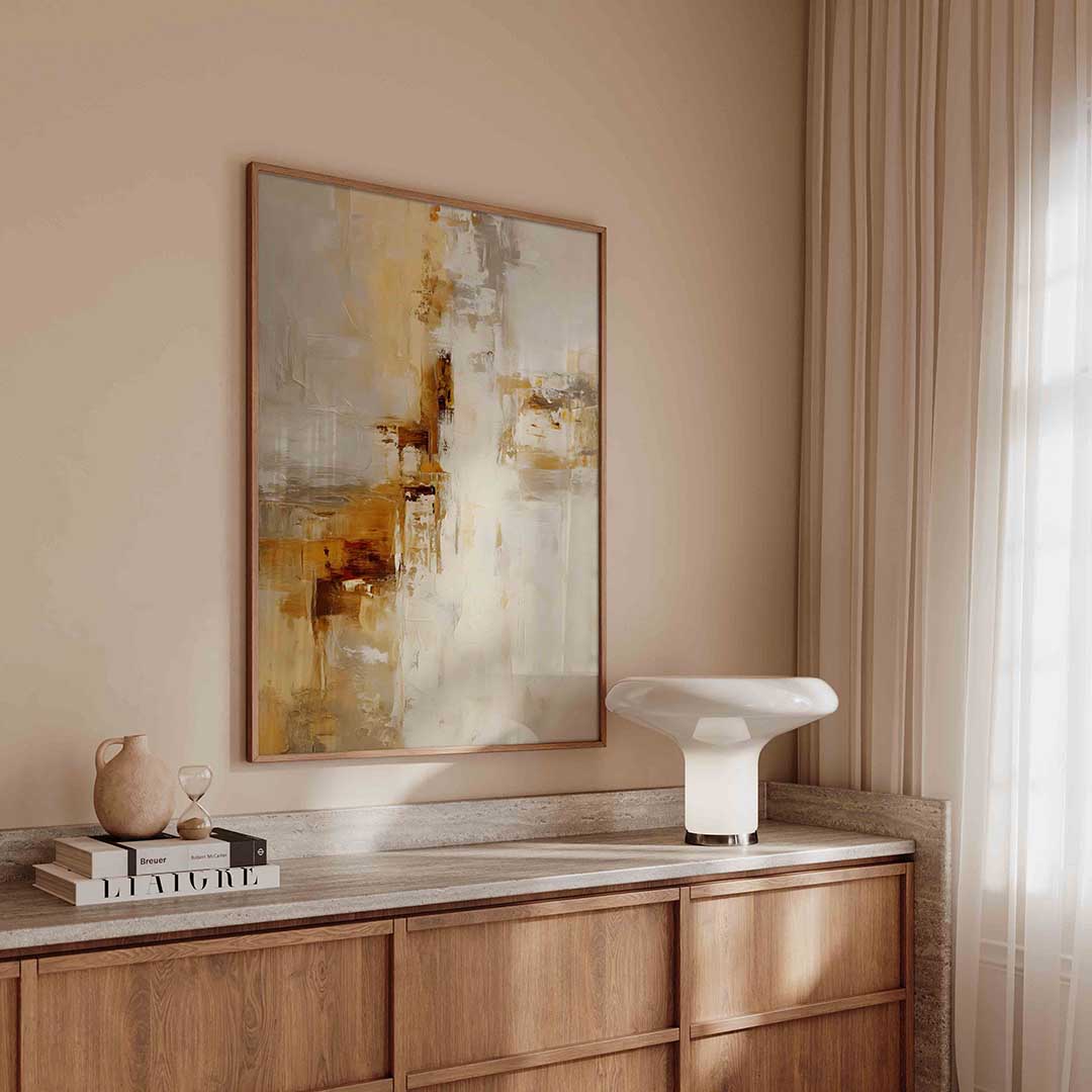 Abstracte beige en bruine Poster