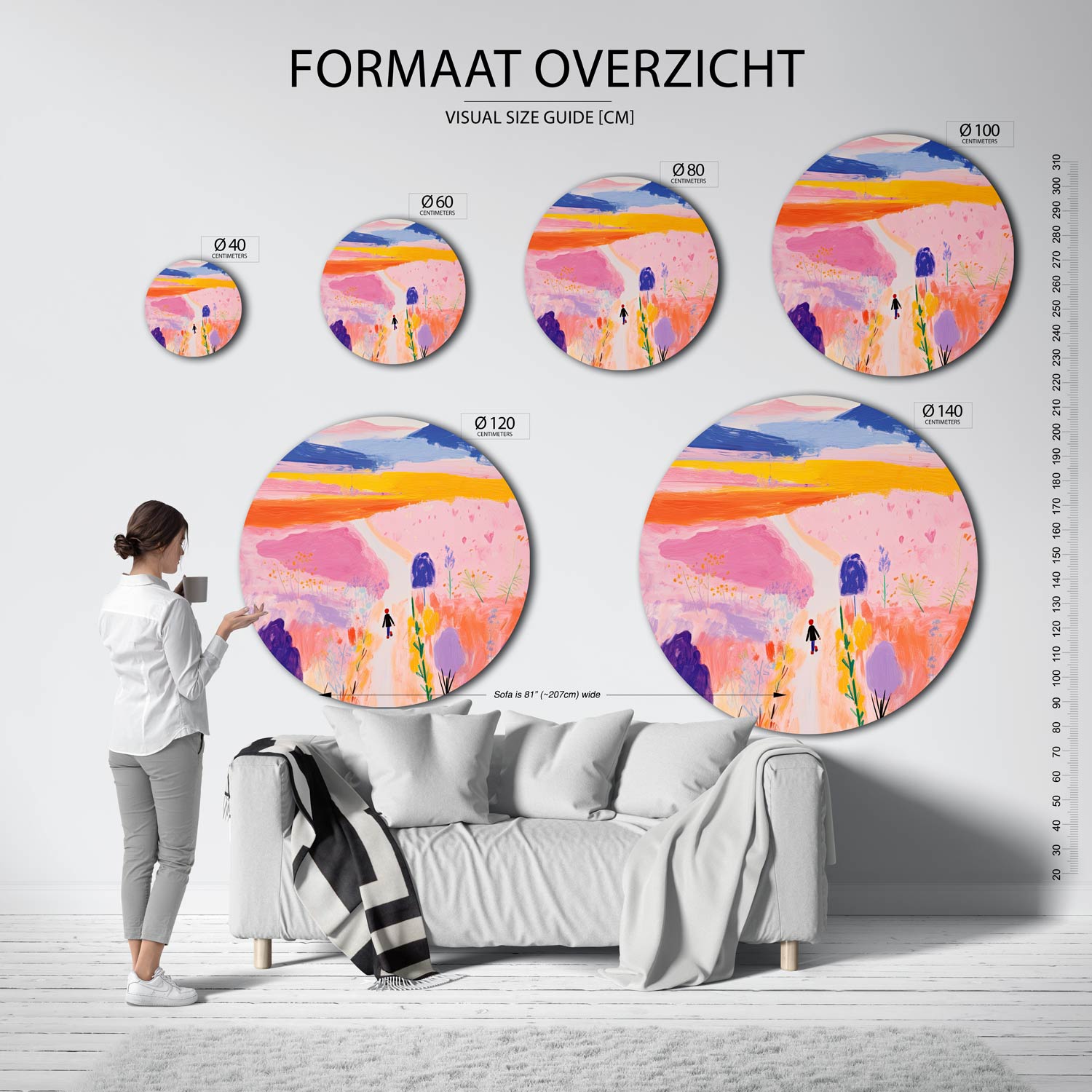 Landschap met wandelaar Muurcirkel