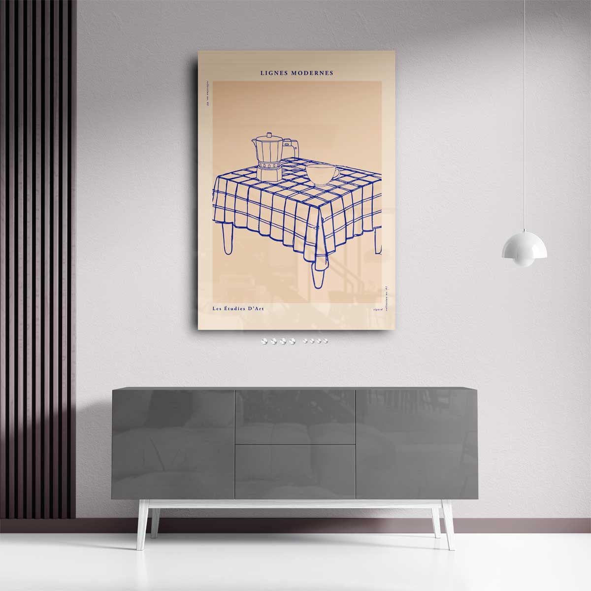 Moderne Lijnen Ontbijt Tafereel Kunstwerk-canvas-dibond-plexiglas-wanddecoratie-WallArtistic