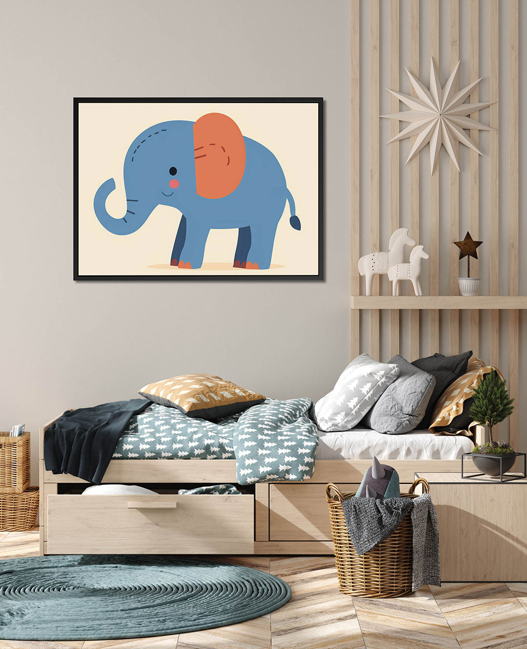 Speelse olifant illustratie Kunstwerk