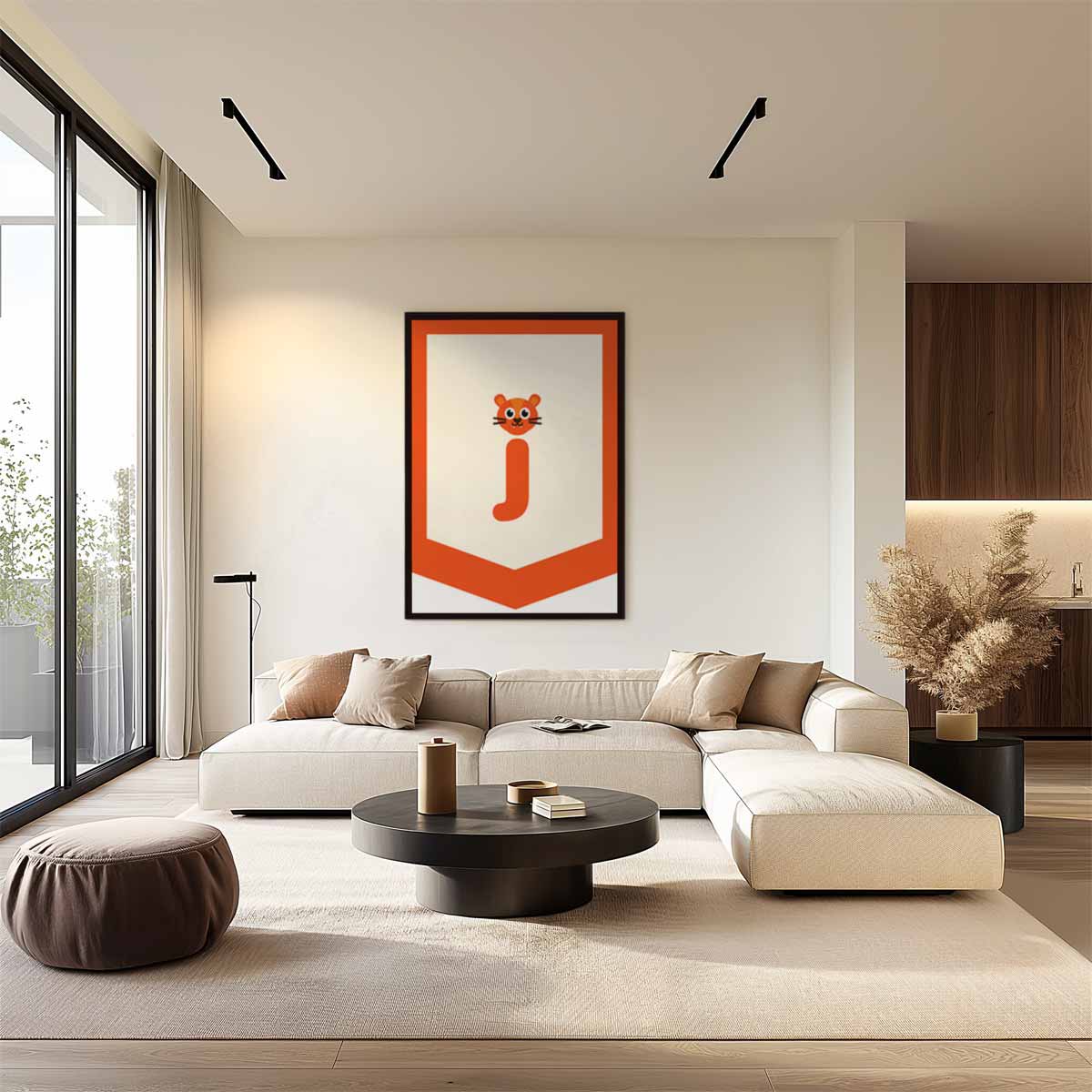 Speelse Tijger Alfabet Illustratie Kunstwerk-canvas-dibond-plexiglas-wanddecoratie-WallArtistic
