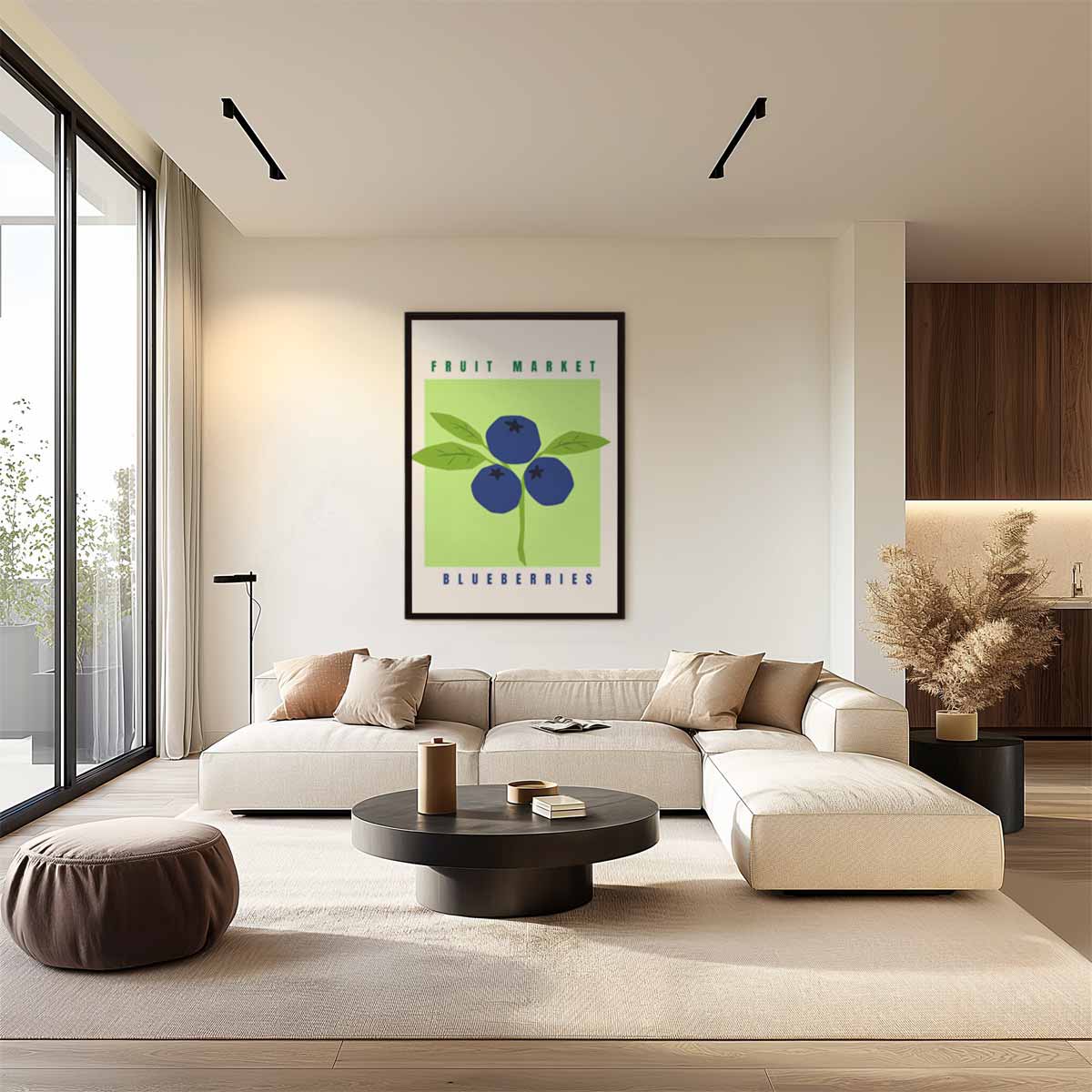 Blauw Bessen Markt Poster Kunstwerk-canvas-dibond-plexiglas-wanddecoratie-WallArtistic