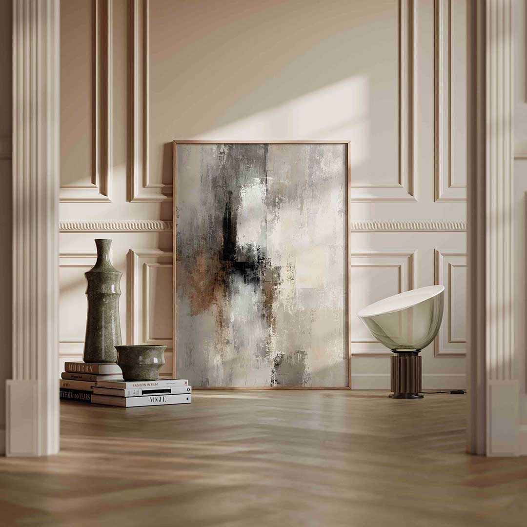 Abstracte beige en grijze Poster