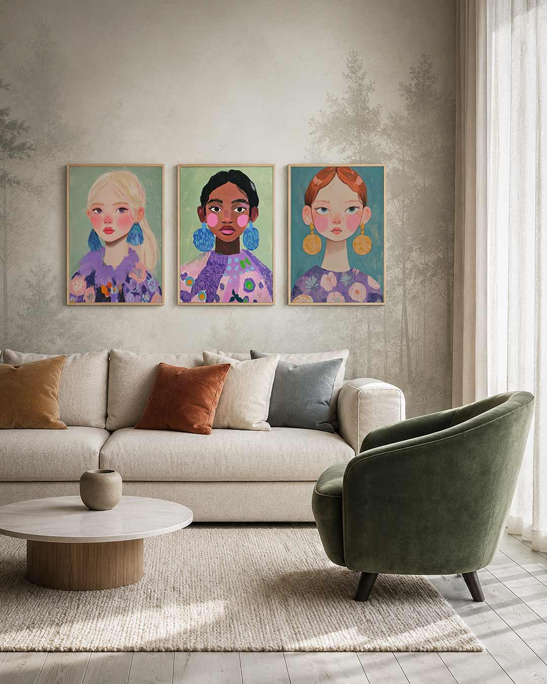 Portret met kleurvlakken Posterset