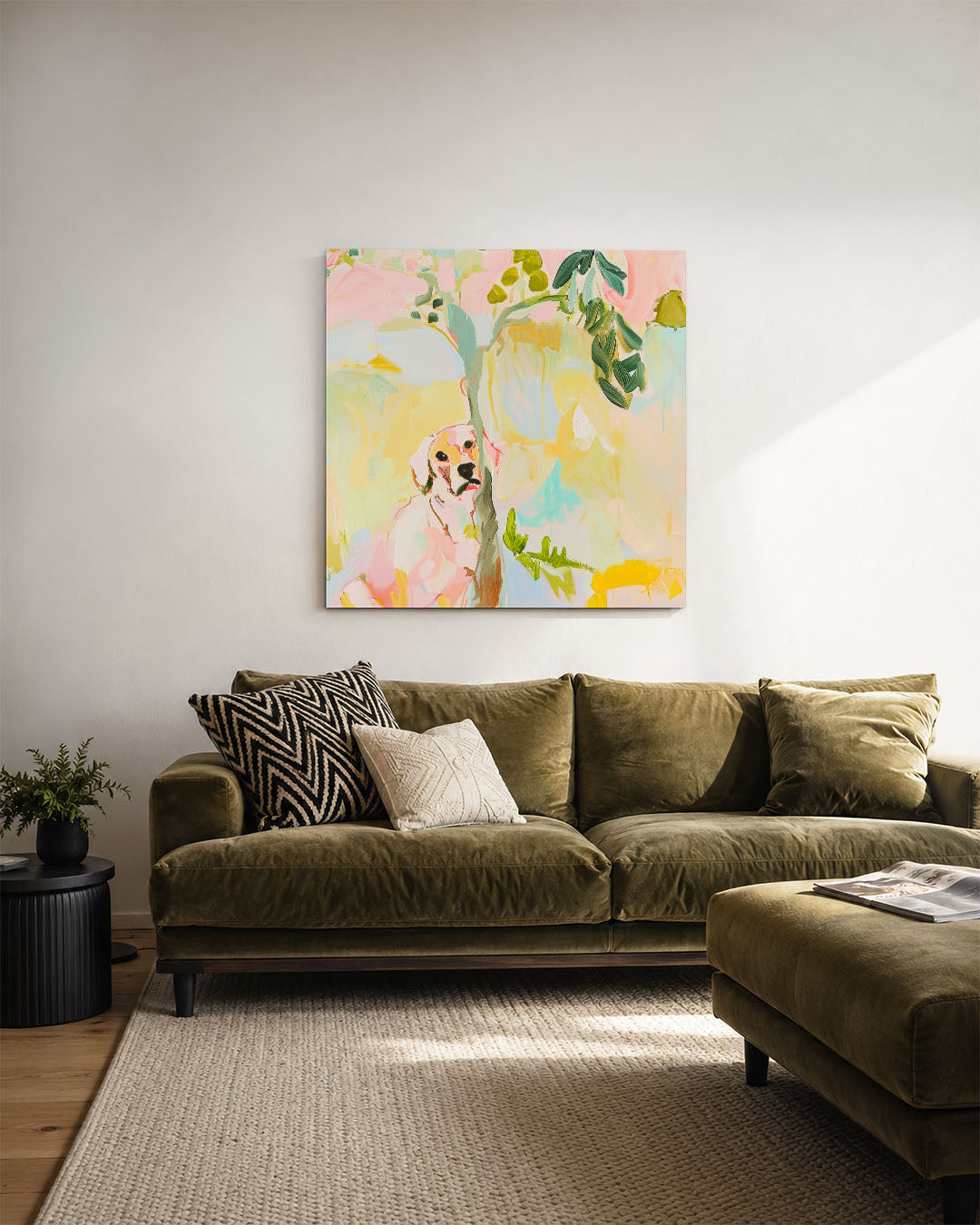 Vrolijke kleurenhond Kunstwerk