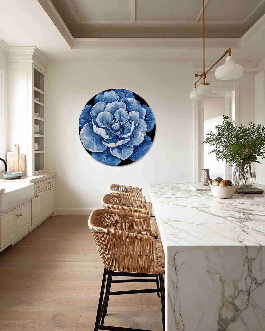 Blauwe bloem Muurcirkel
