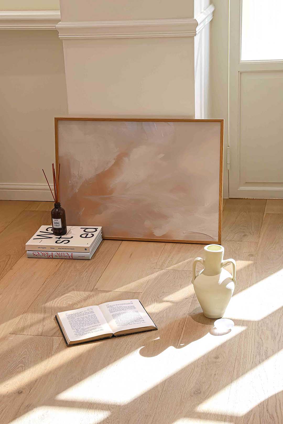 Abstracte beige en witte Poster