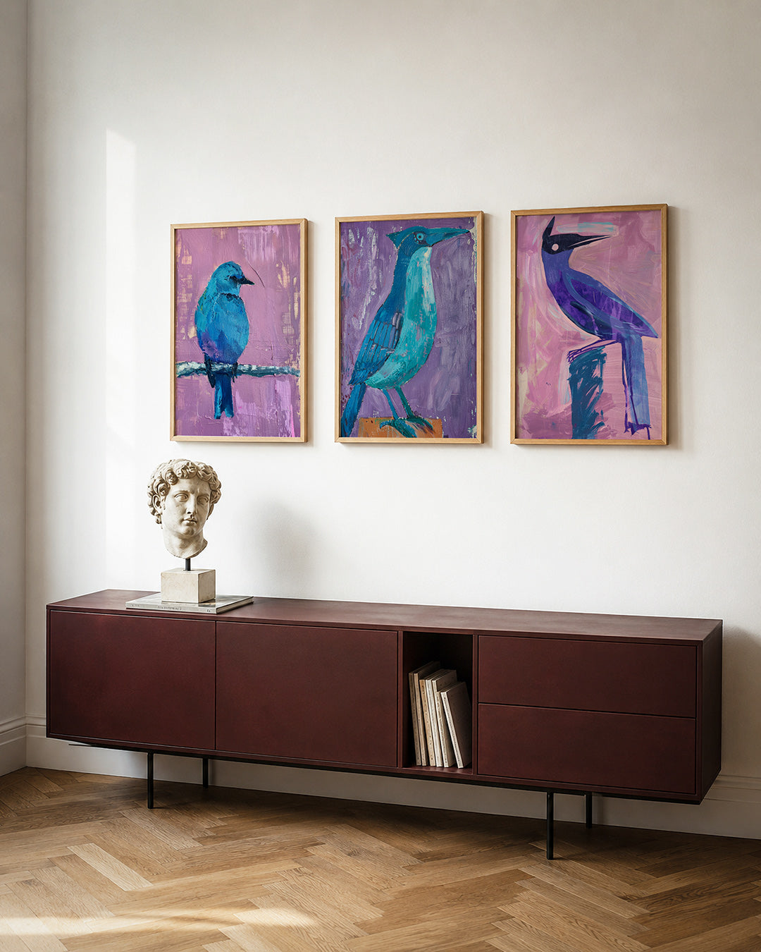 Vogel en kleurvlakken Posterset
