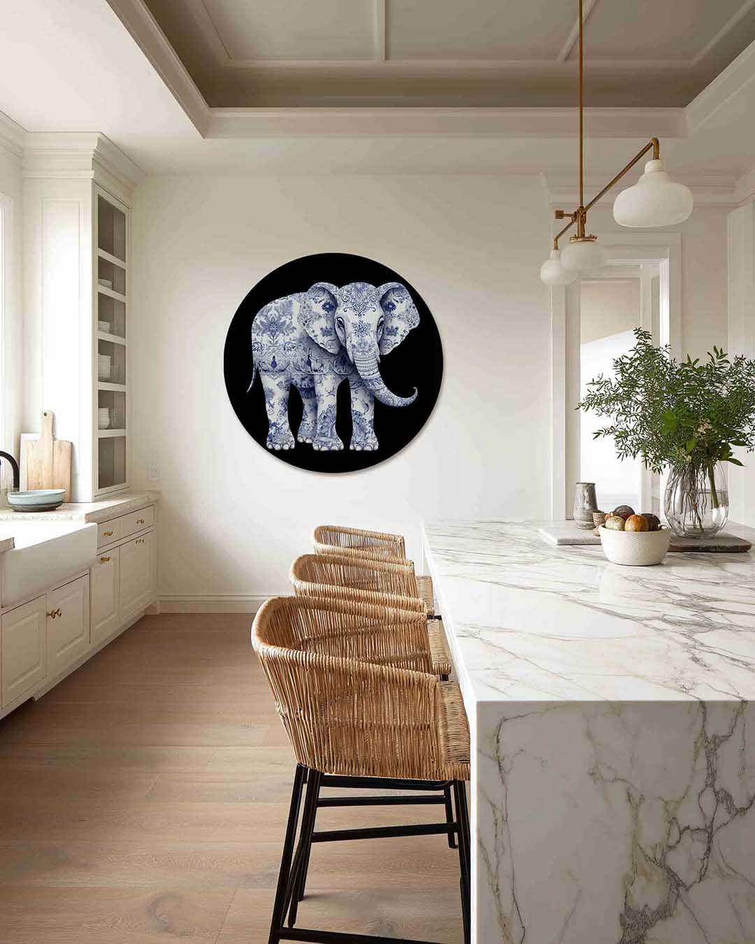 Olifant met bloemen Muurcirkel