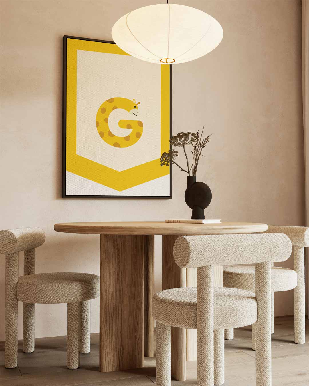 Vrolijke Giraffe Letterkunst Kunstwerk-canvas-dibond-plexiglas-wanddecoratie-WallArtistic