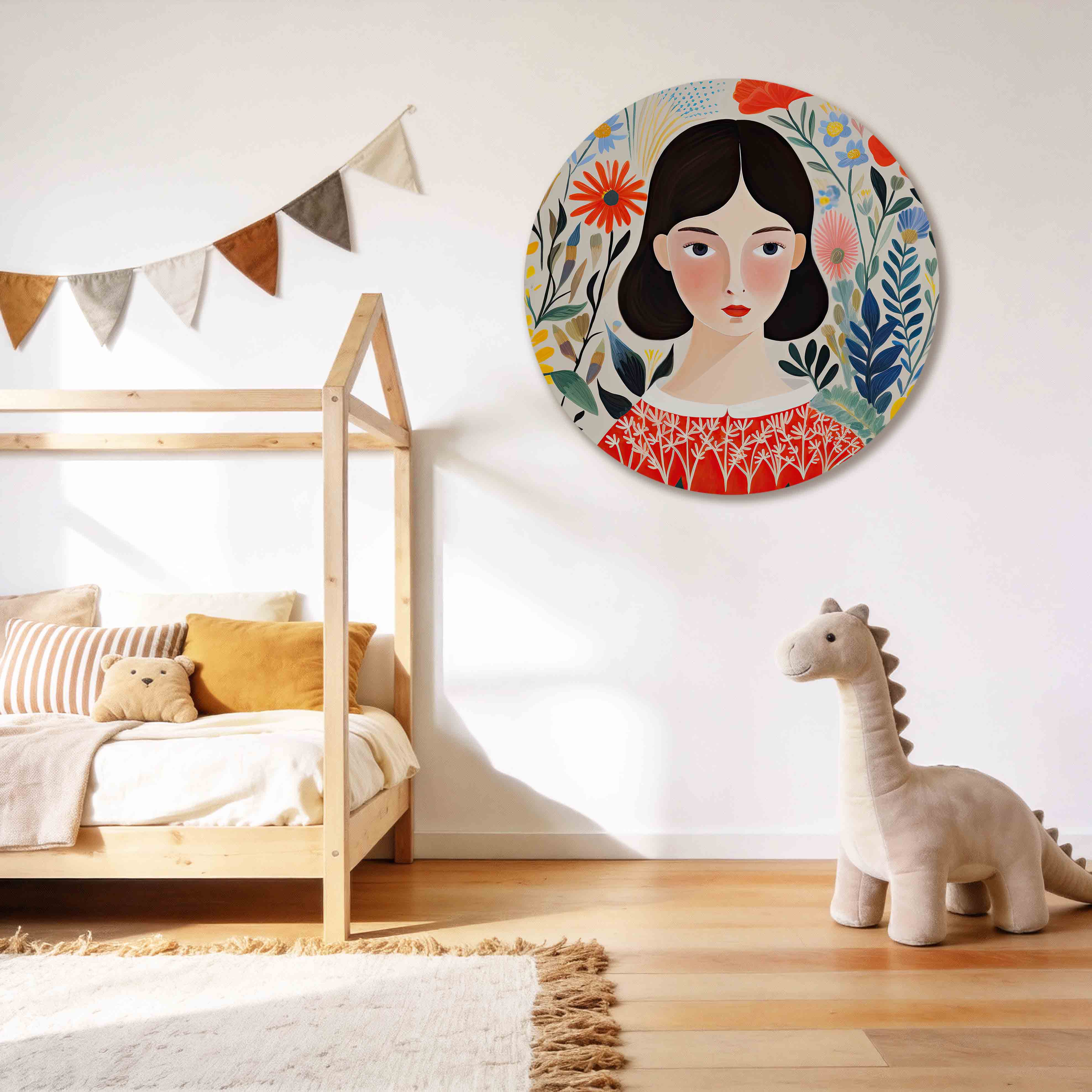 Vrouw met bloemen Muurcirkel