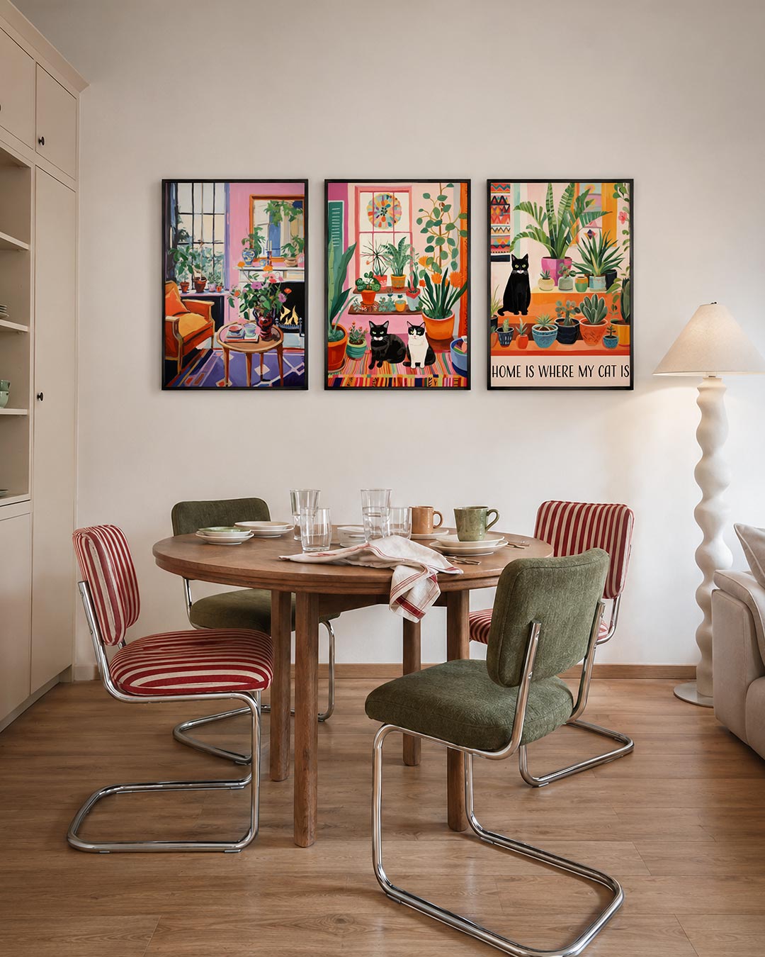 Kleurrijke interieurhoek Posterset