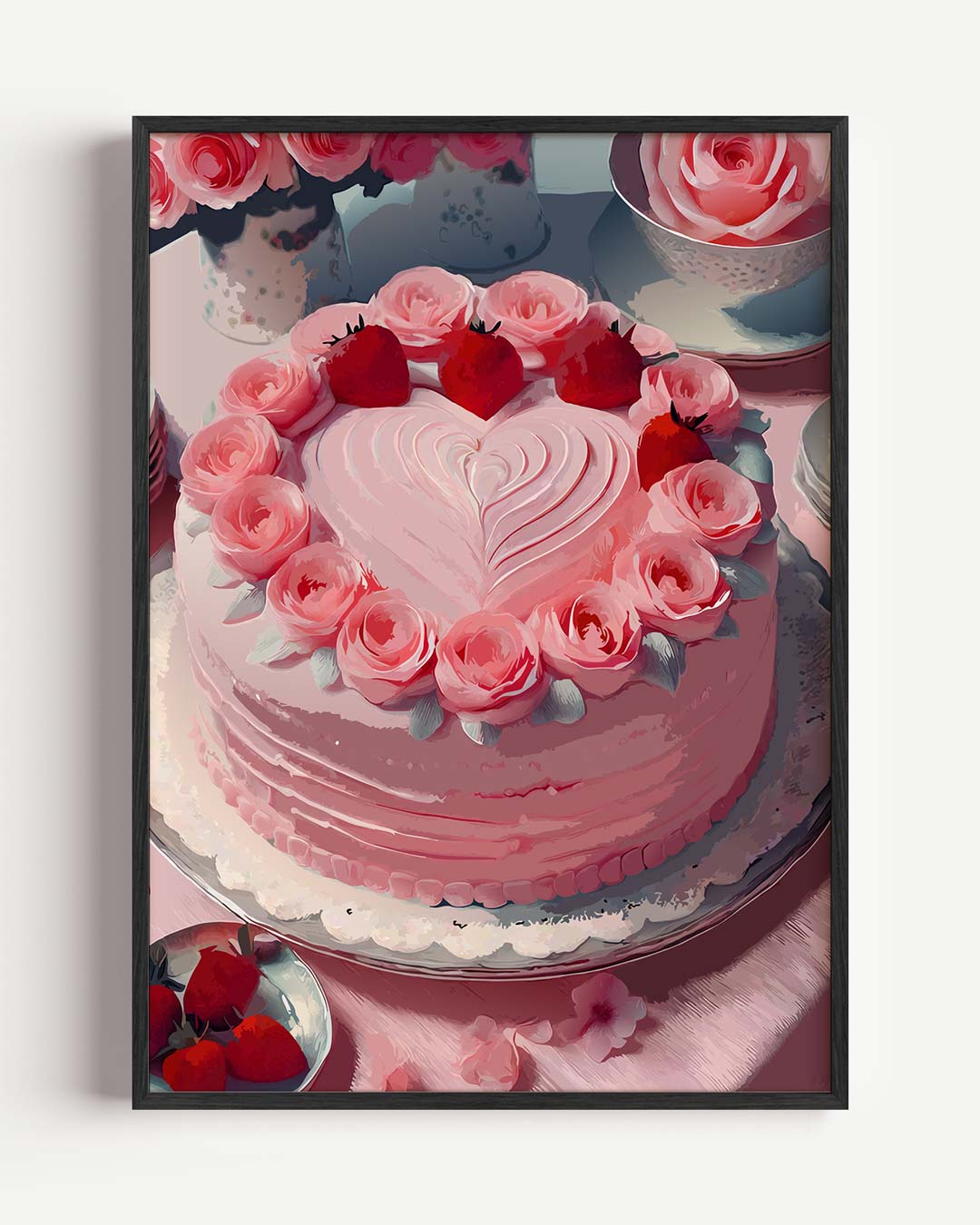 Romantische Rozen & Aardbeien Patisserie Poster-WallArtistic