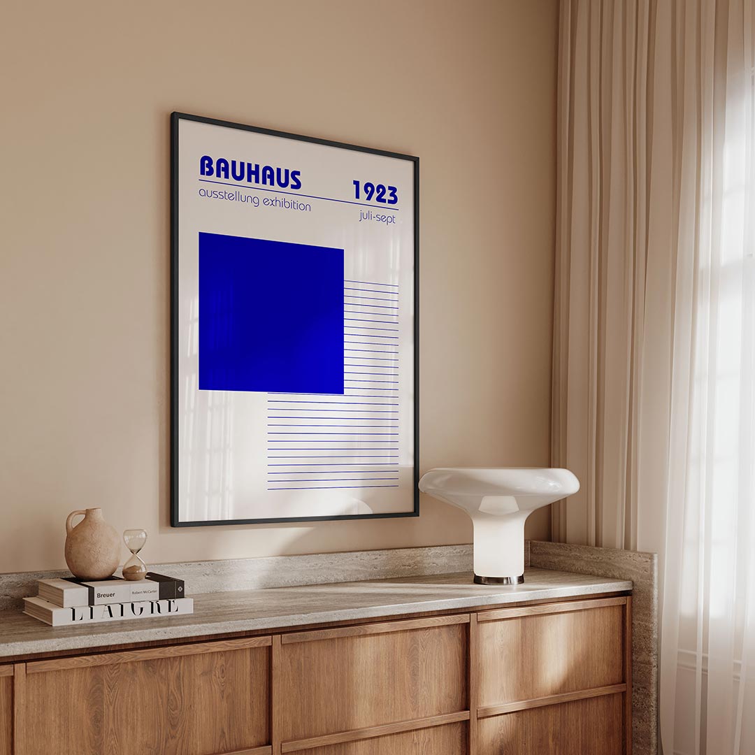 Blauw vlakritme Poster