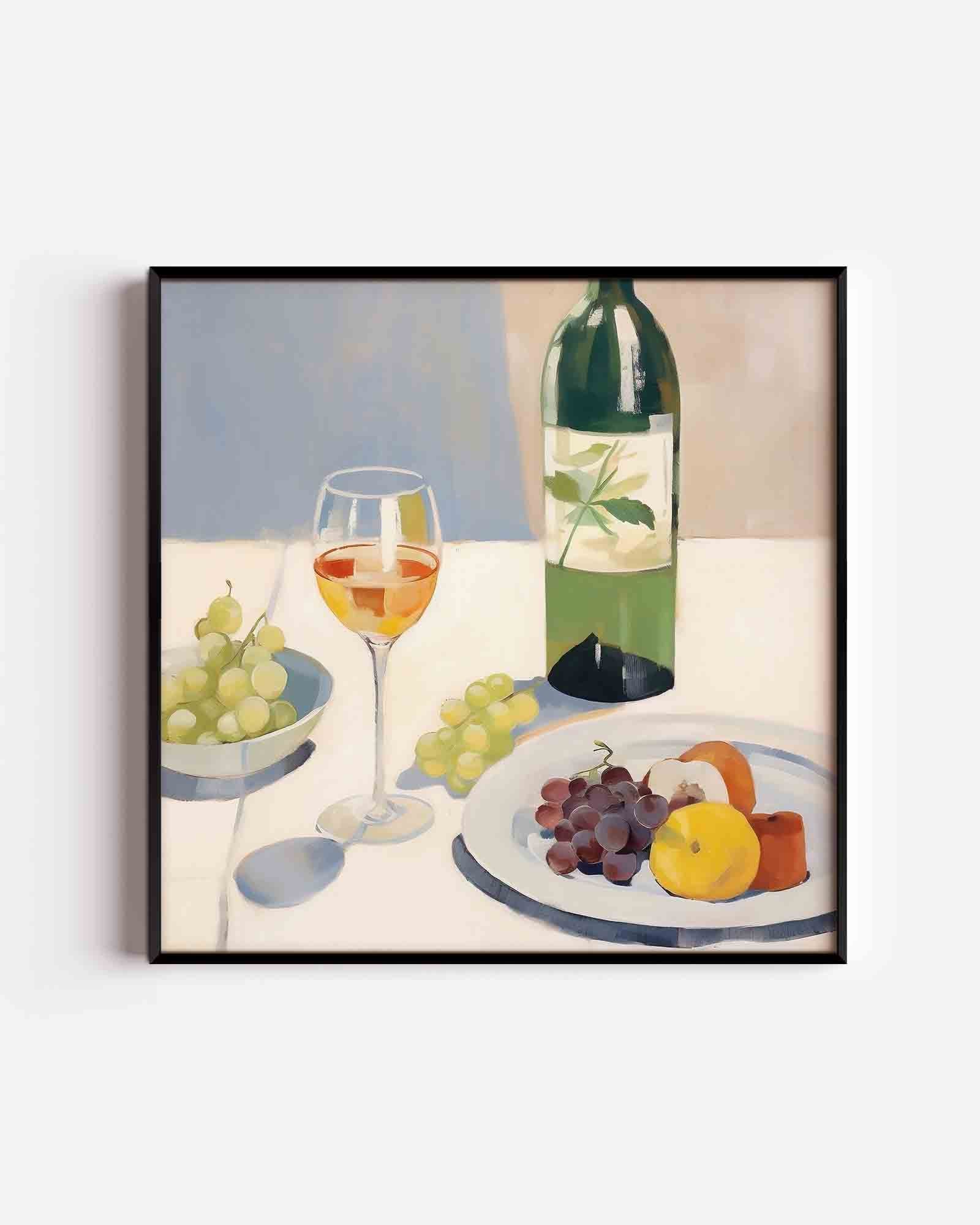 Stilleven met fruit en wijn Poster