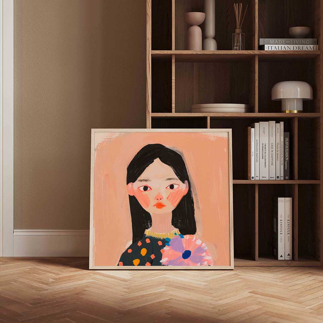 Portret met bloem Poster