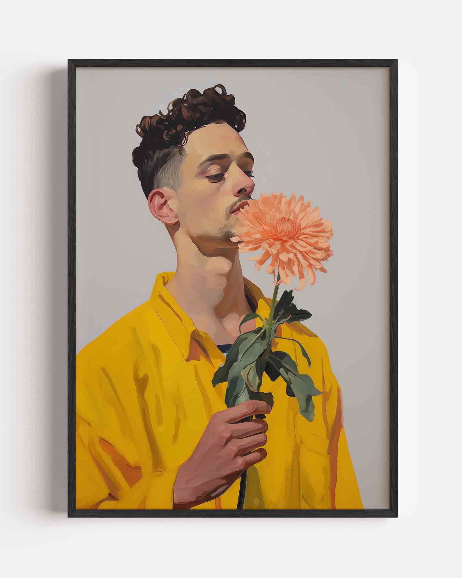 Man met bloem Poster