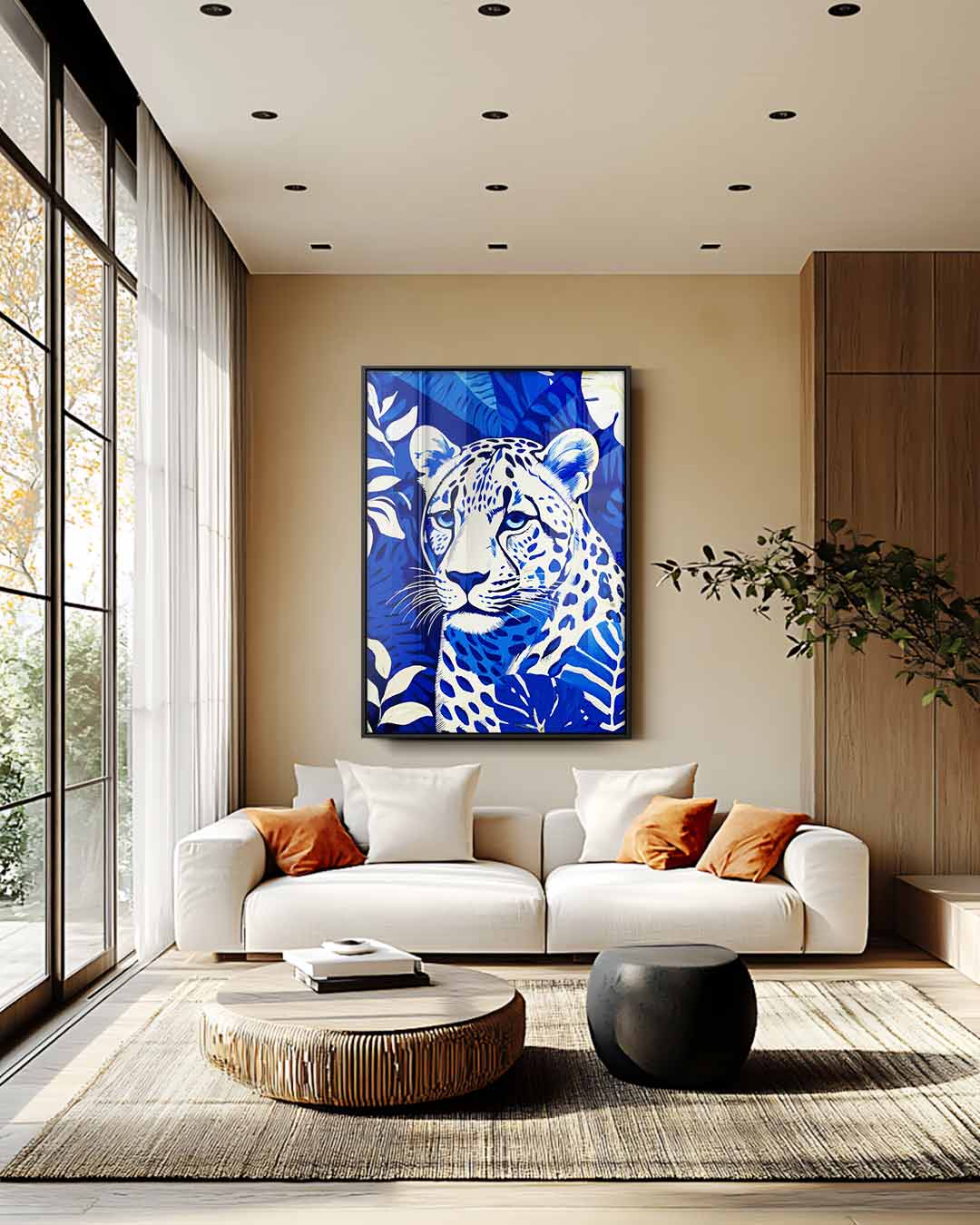 Blauwe Jungleluipaard Kunstwerk