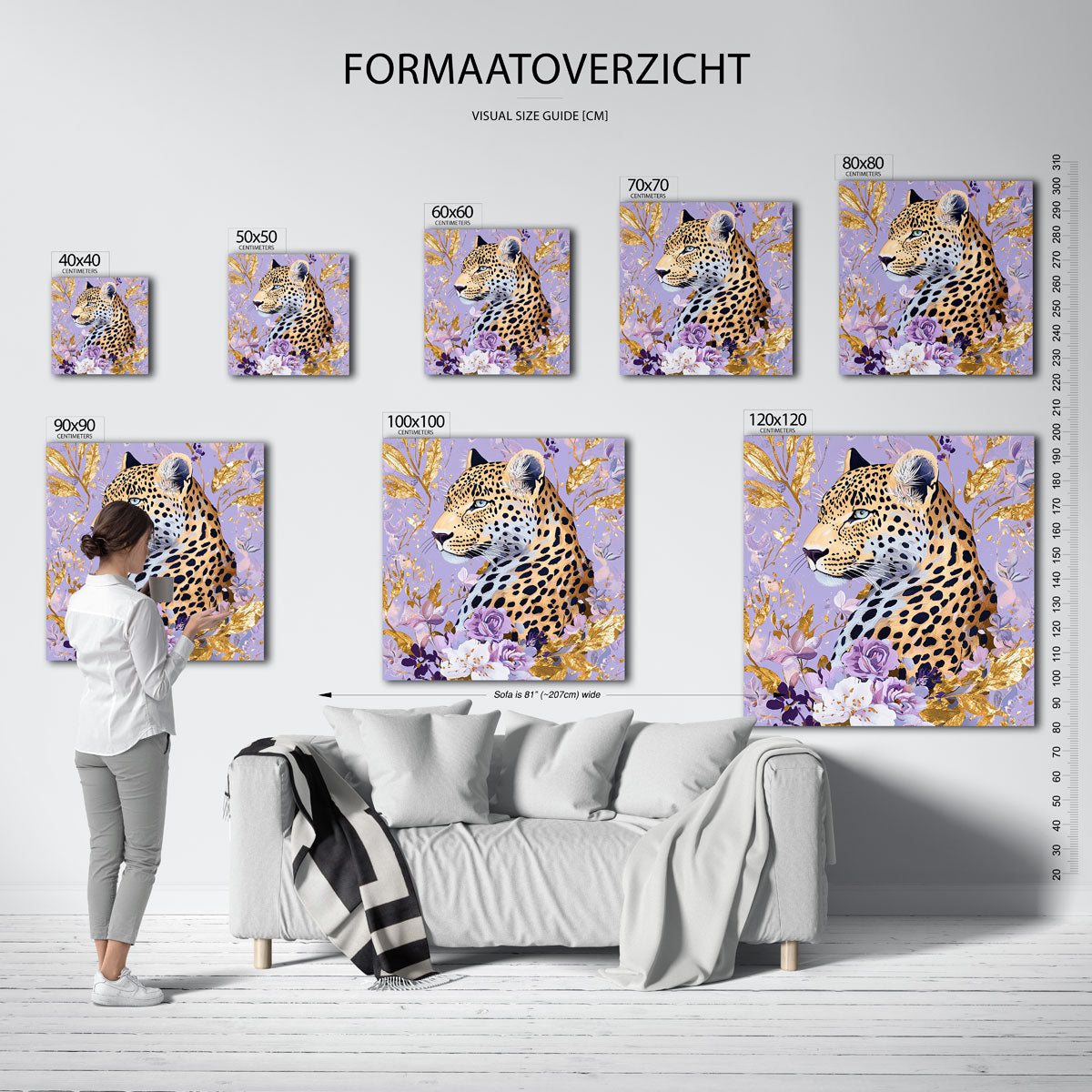 Luipaard met bloemen Poster