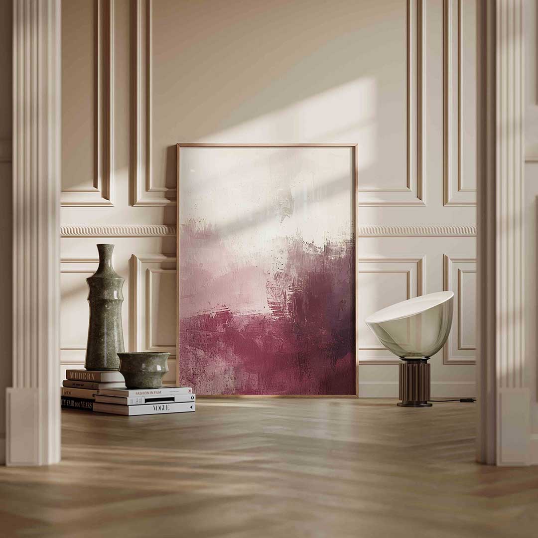 Abstracte roze en beige Poster