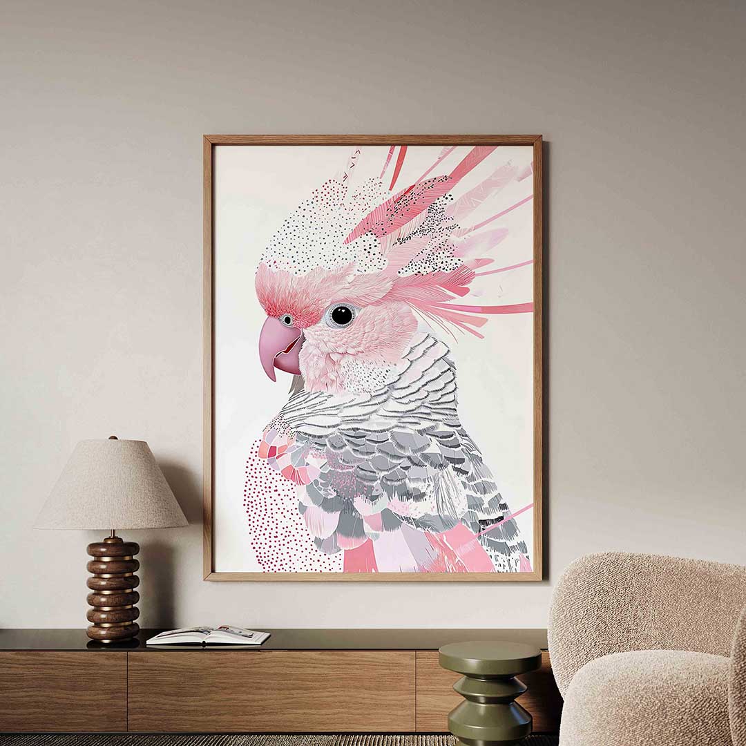 Papegaai met roze veren Poster