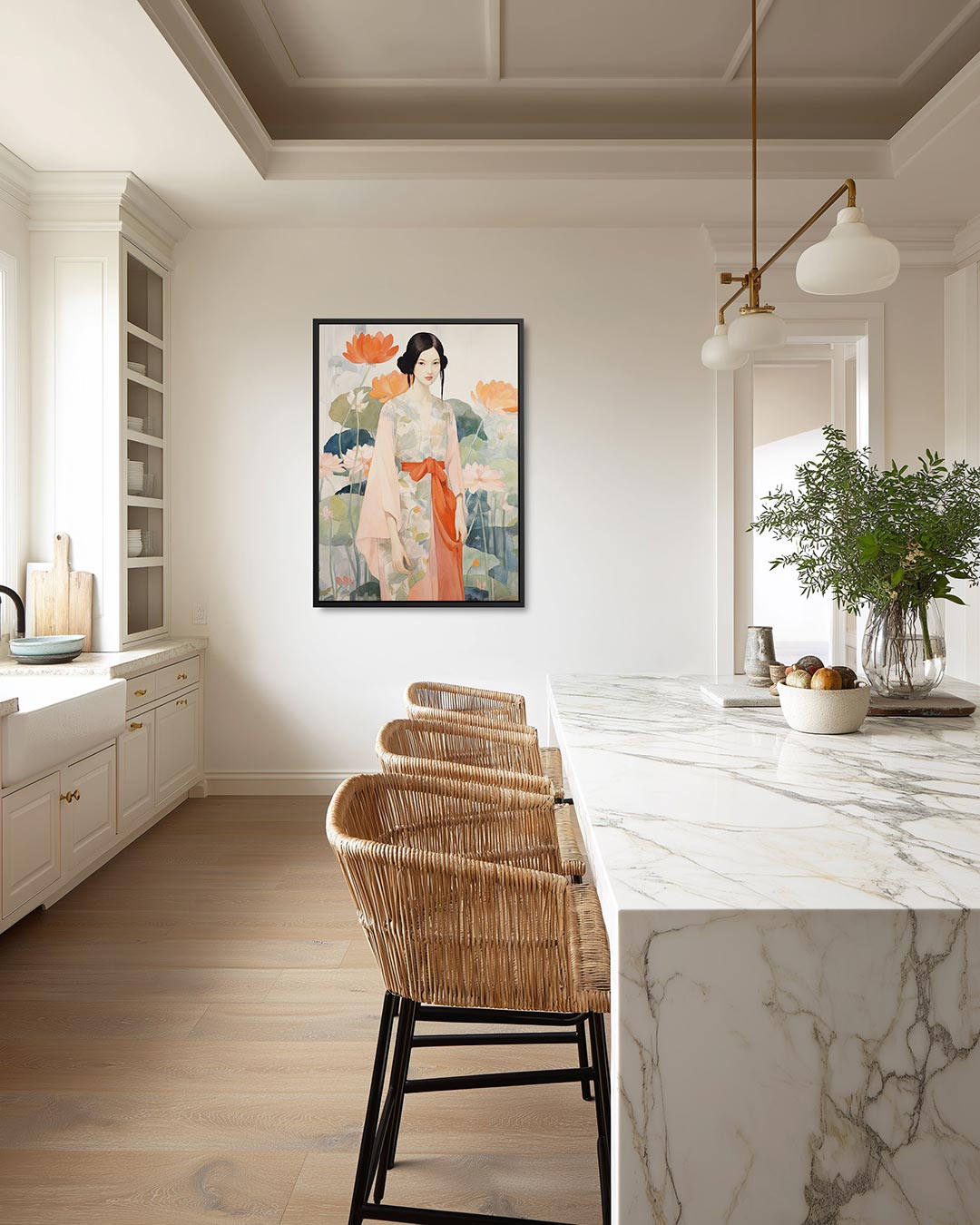 Vrouw met bloemen Kunstwerk