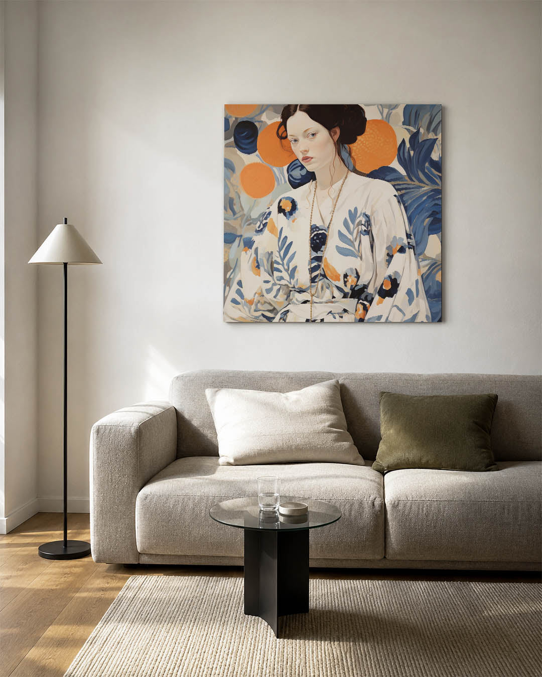 Vrouwelijk portret bloemen Kunstwerk