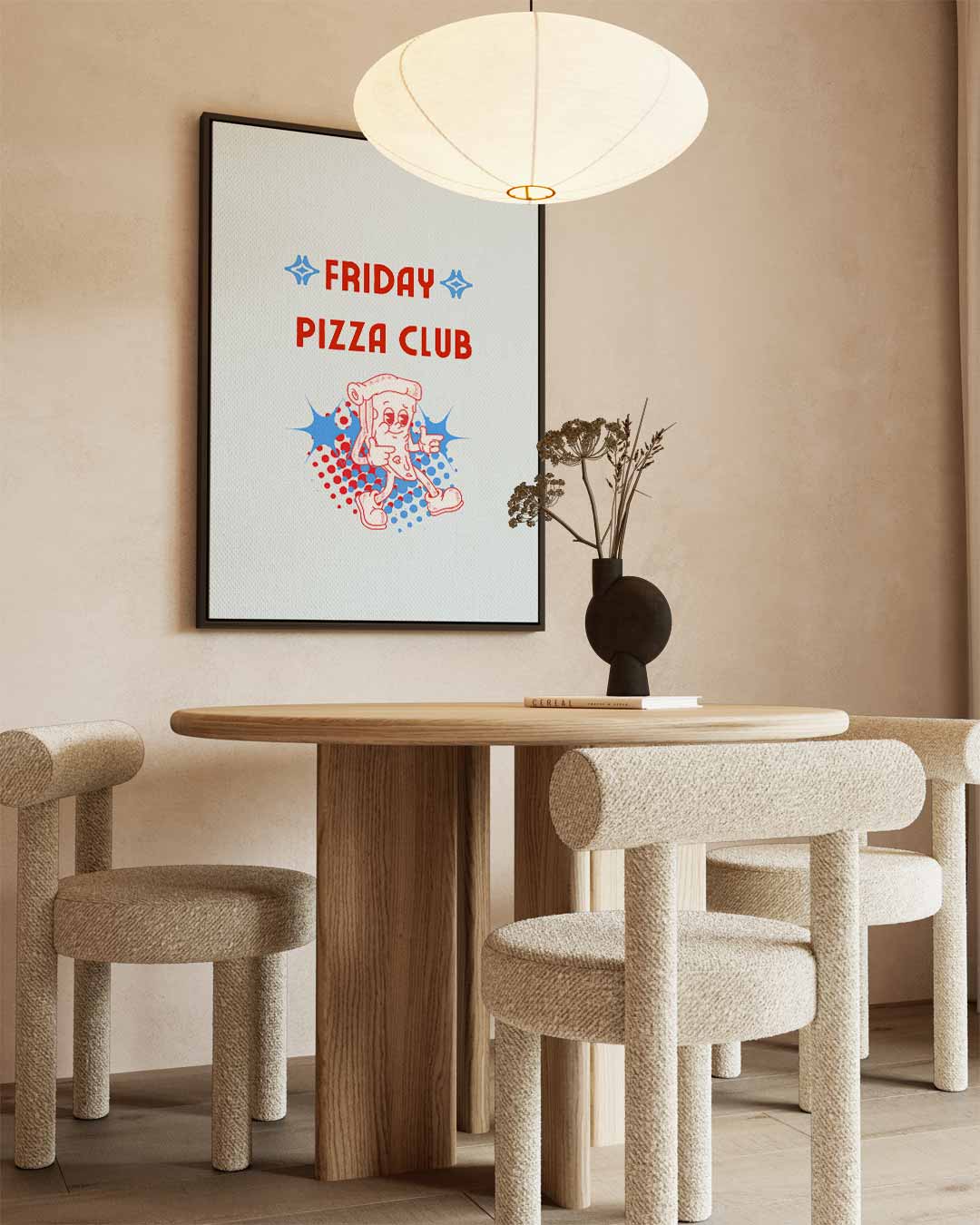 Friday Pizza Club Poster Kunstwerk-canvas-dibond-plexiglas-wanddecoratie-WallArtistic