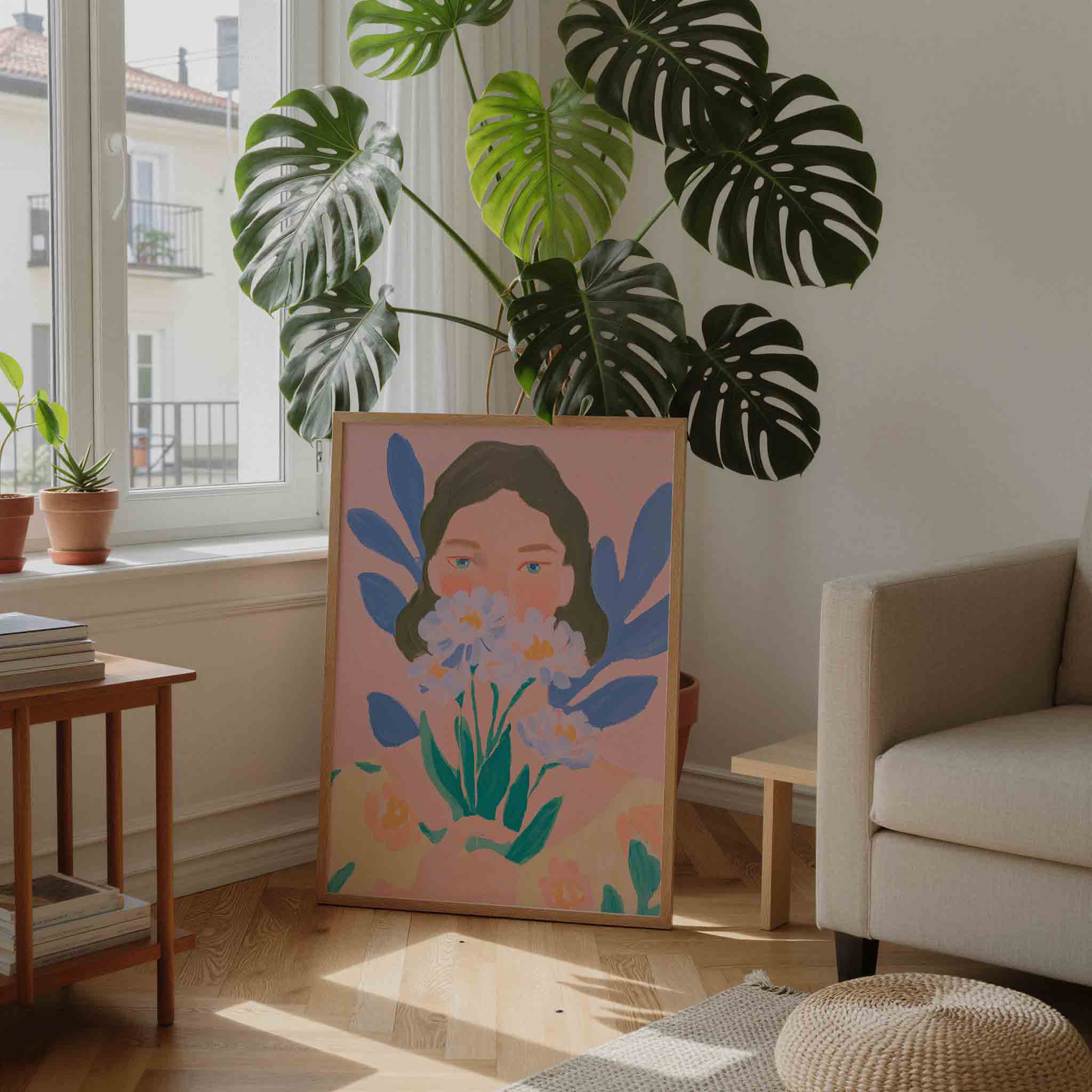 Vrouw met bloemen Poster