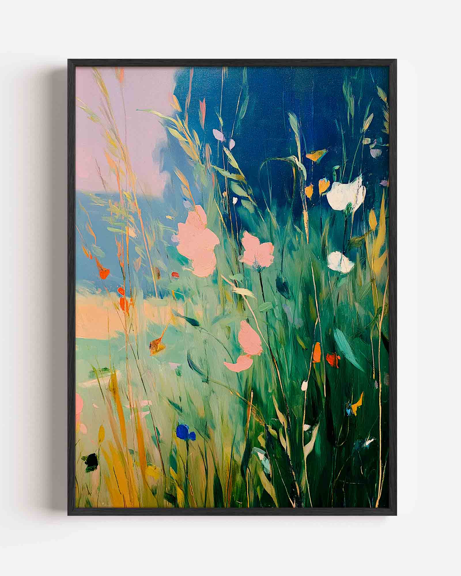 Bloemen in groen landschap Poster