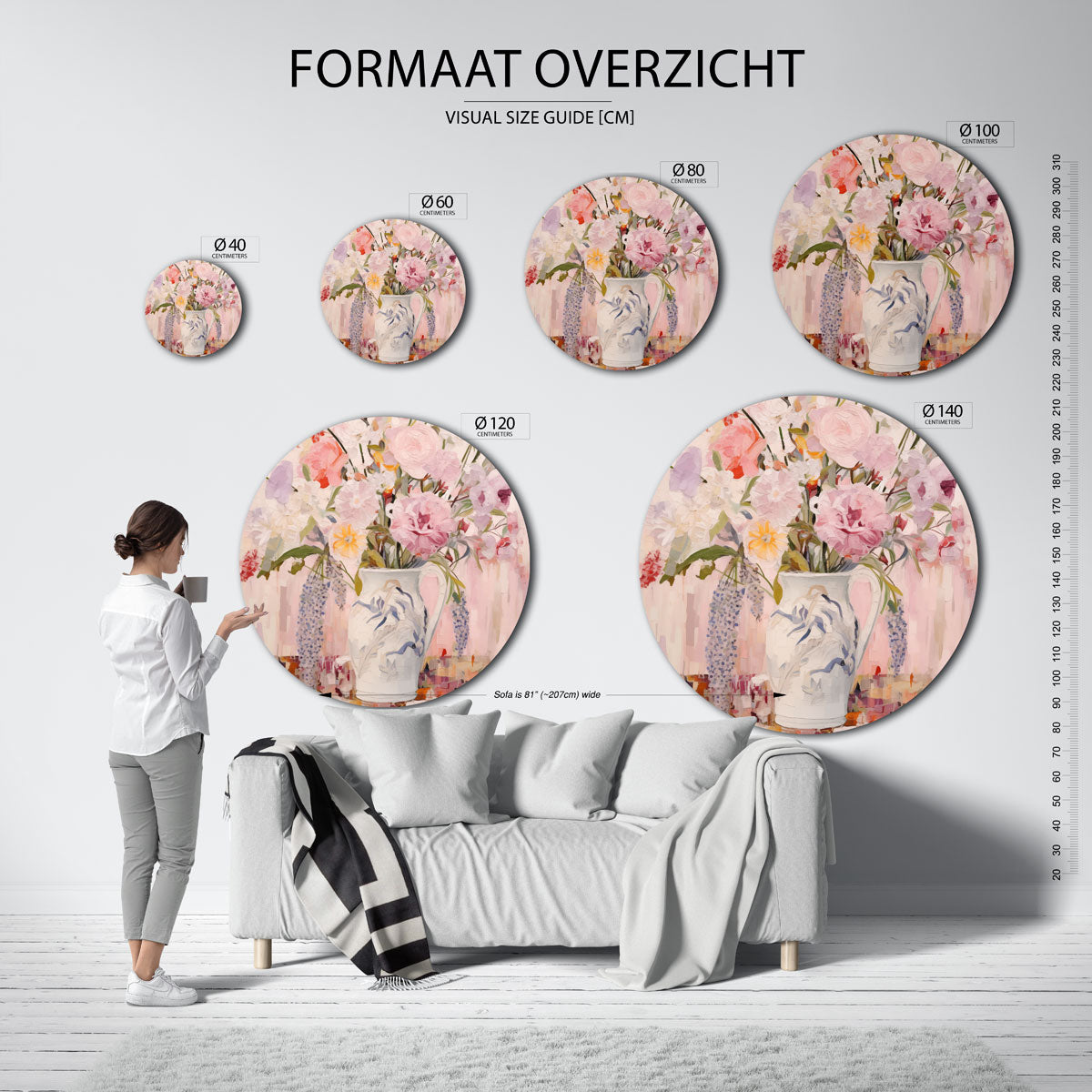 Bloemen in vaas Muurcirkel