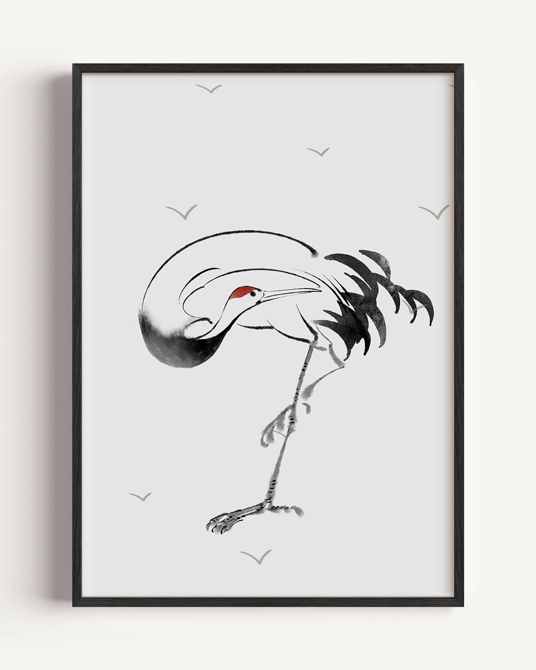 Elegante Kraanvogel Sumi-e Poster-WallArtistic
