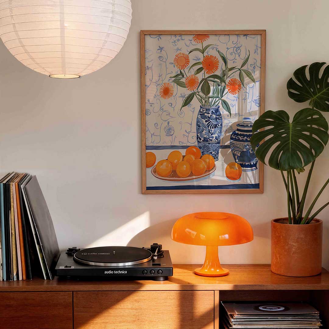 Bloemen en sinaasappels Poster