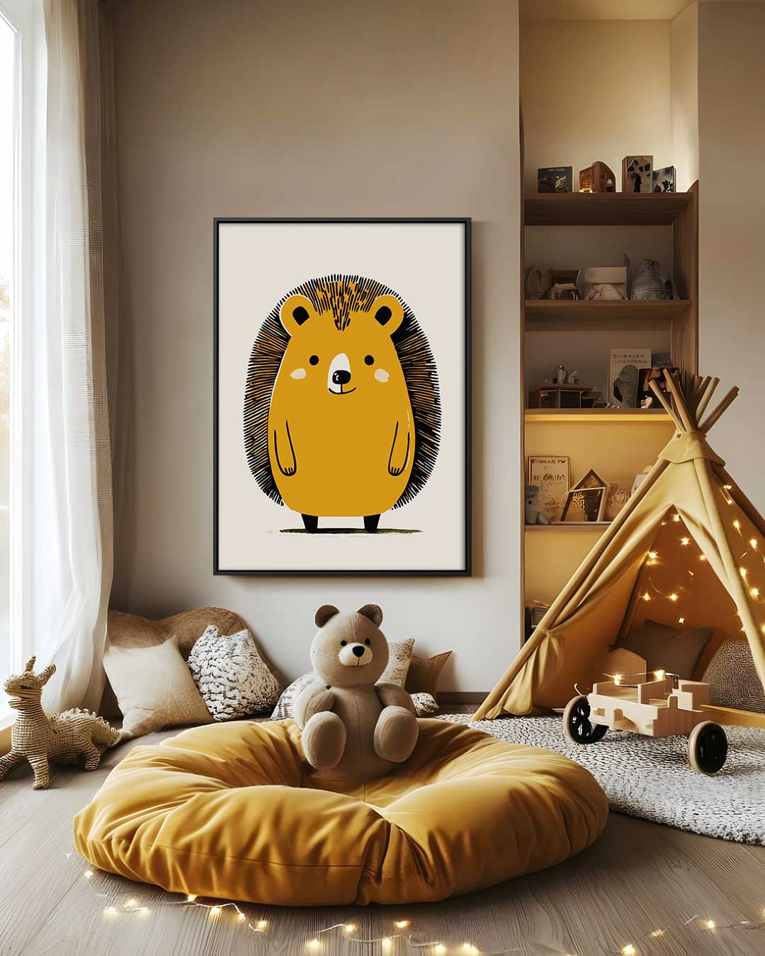 Schattige Egel Illustratie Kunstwerk-canvas-dibond-plexiglas-wanddecoratie-WallArtistic