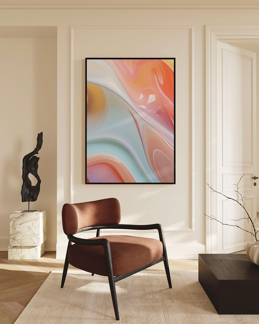 Vloeiende kleurencompositie Kunstwerk