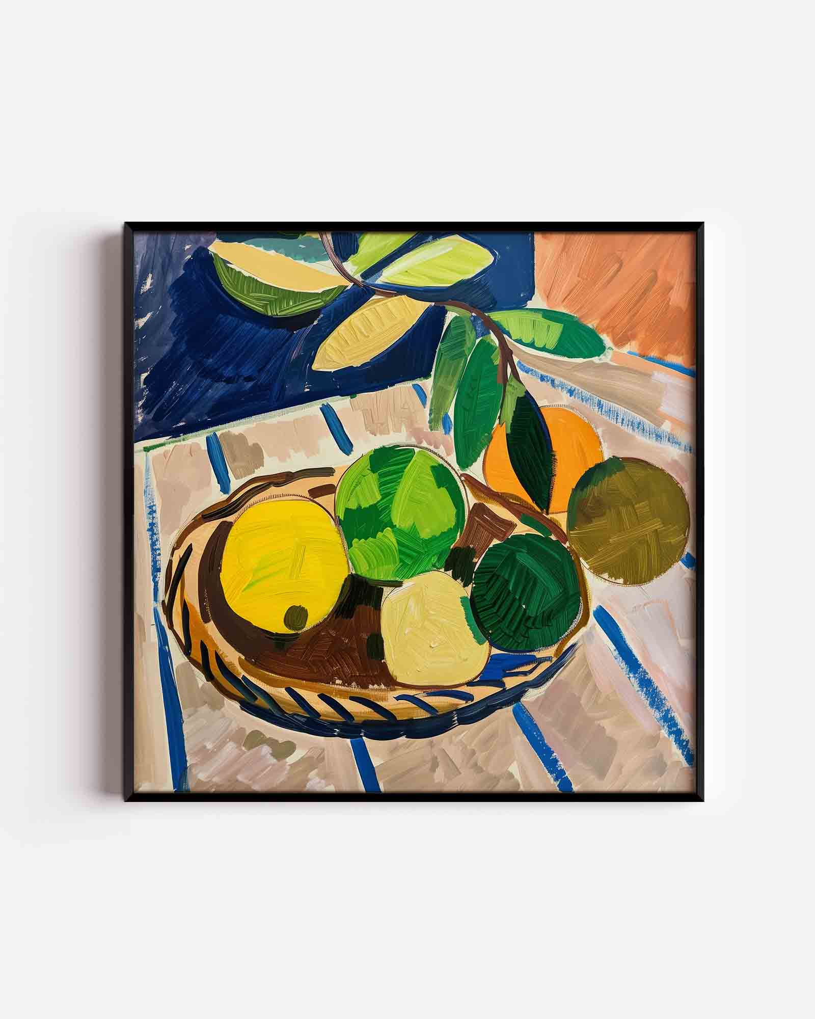 Fruitmand met bladeren Poster