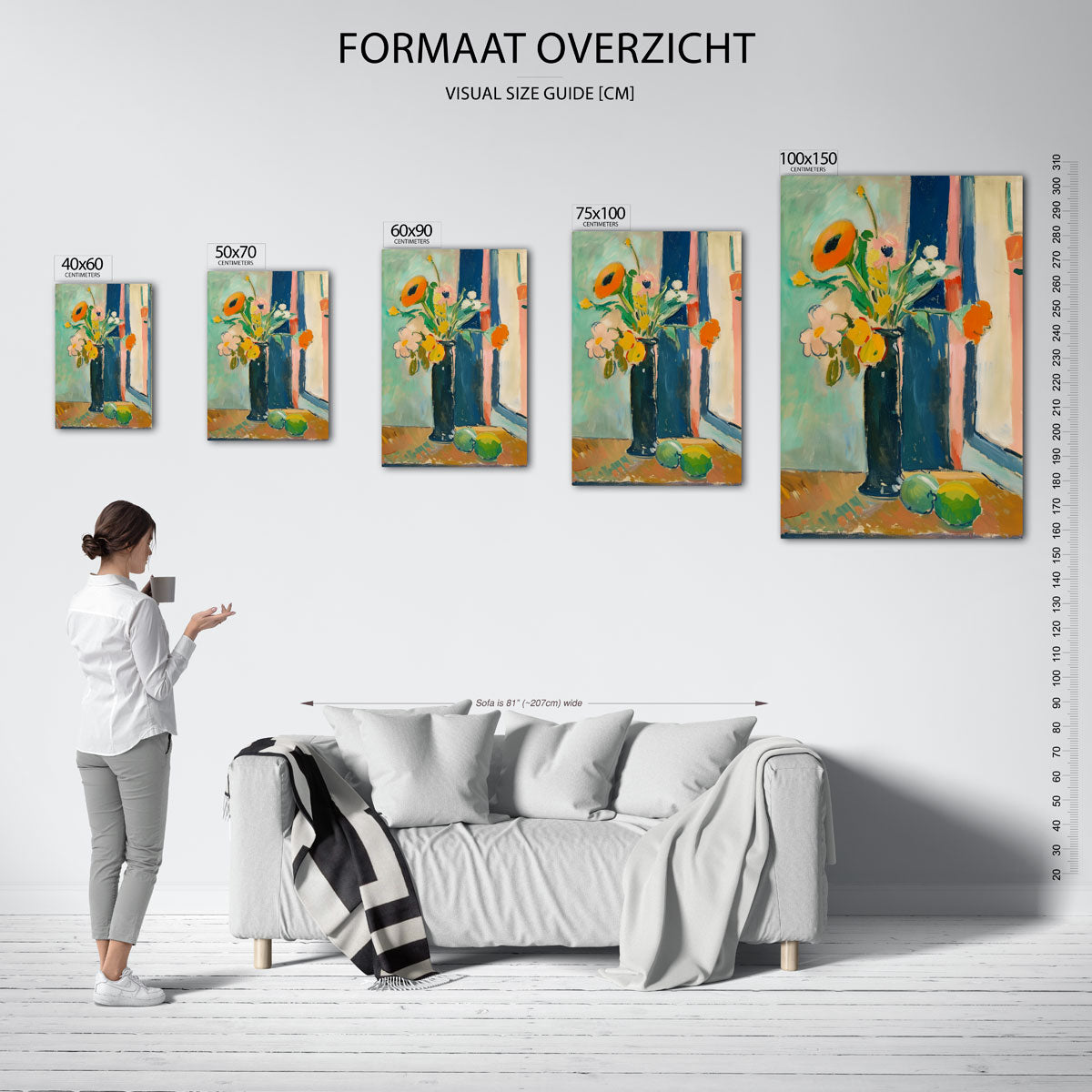 Bloemstilleven met vaas Kunstwerk
