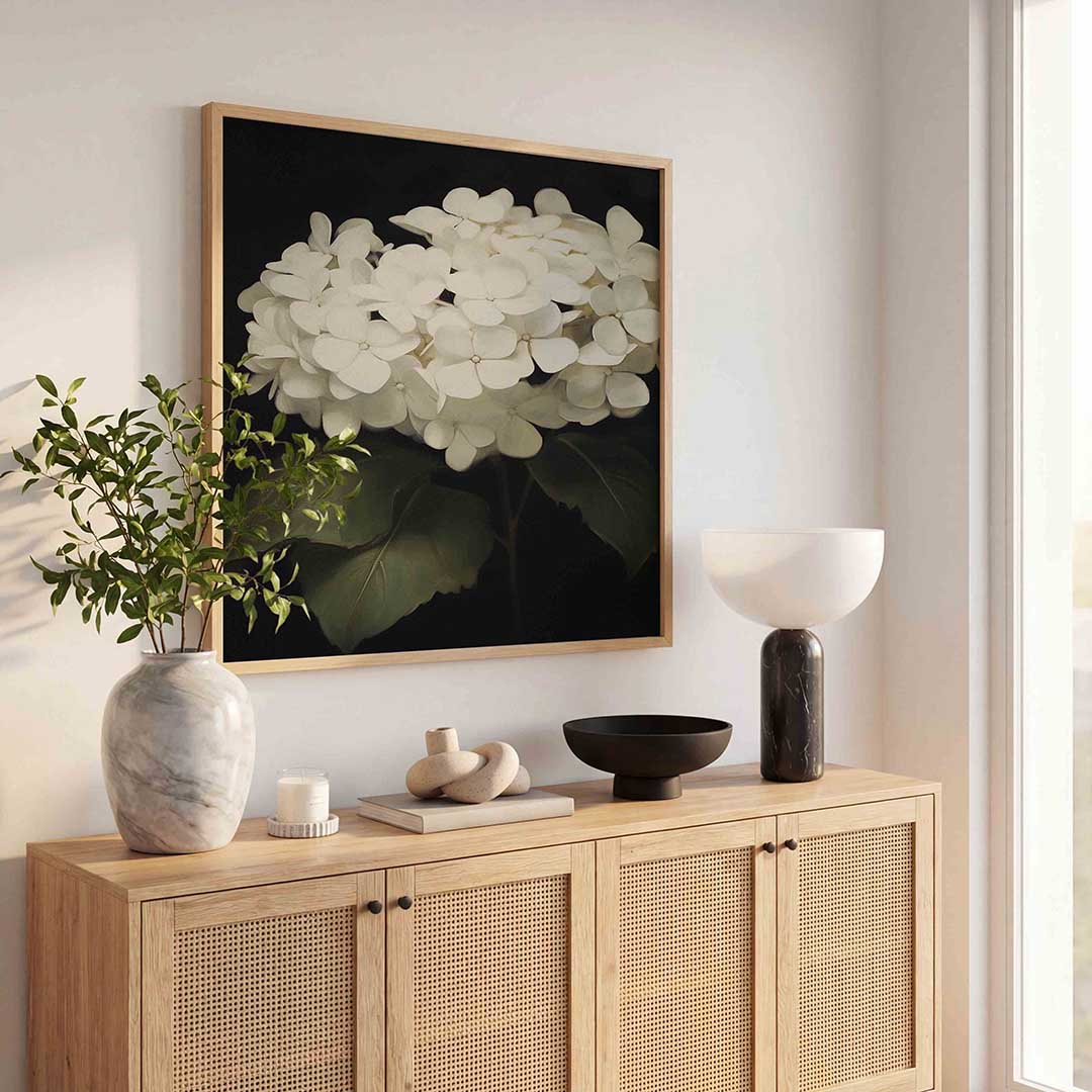 Witte bloemen Poster