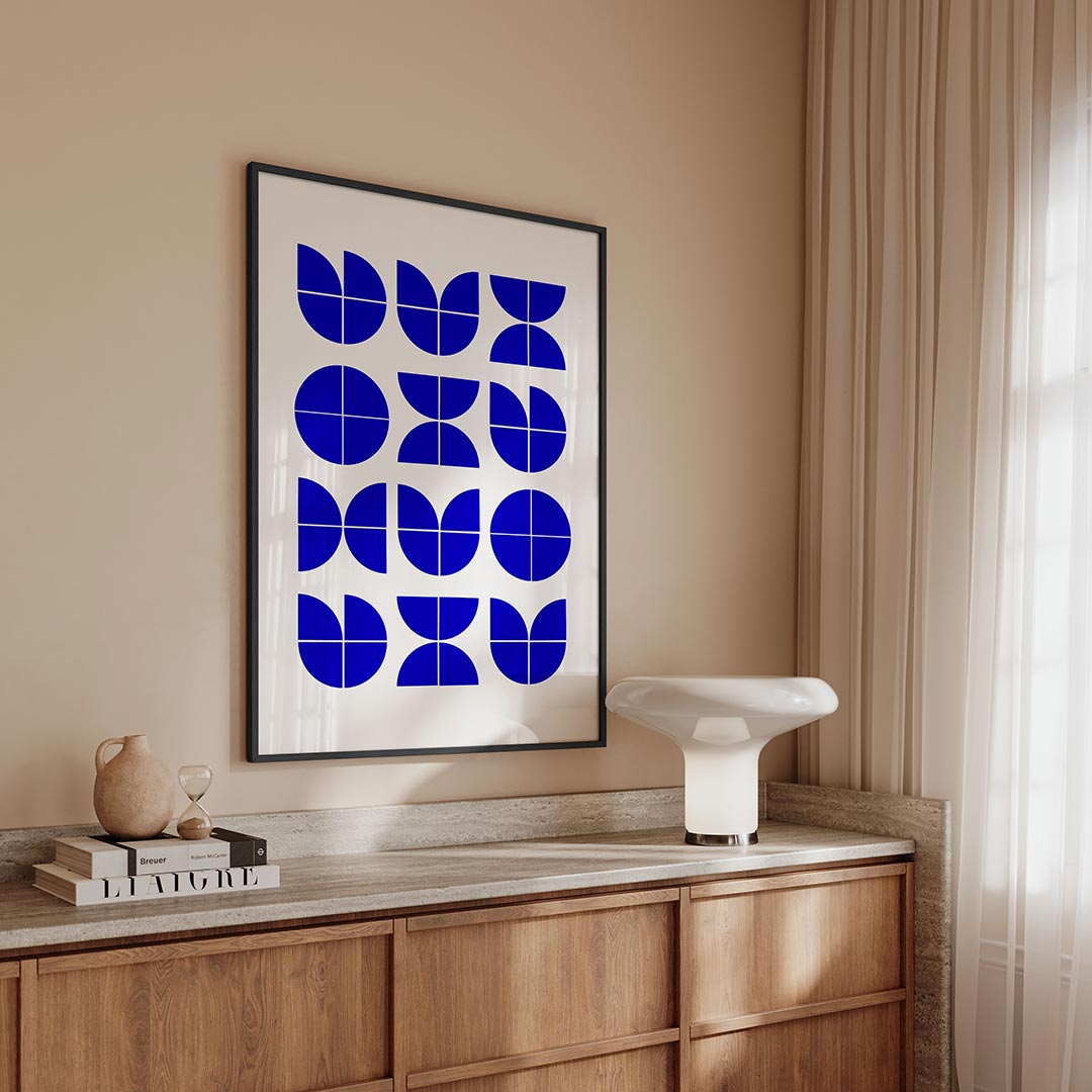 Vormritme blauw Poster