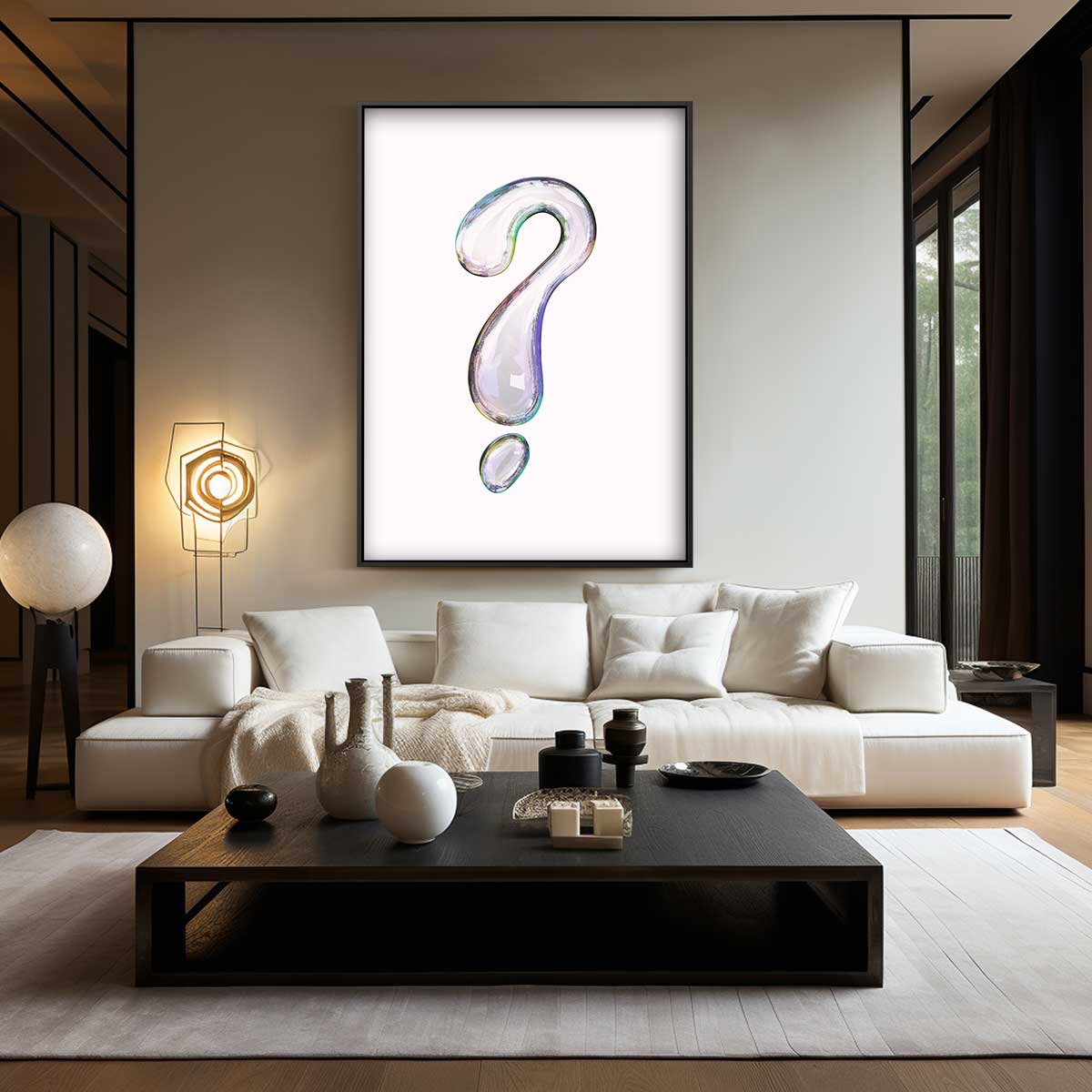 Magisch Glasvraagteken Kunstwerk-canvas-dibond-plexiglas-wanddecoratie-WallArtistic