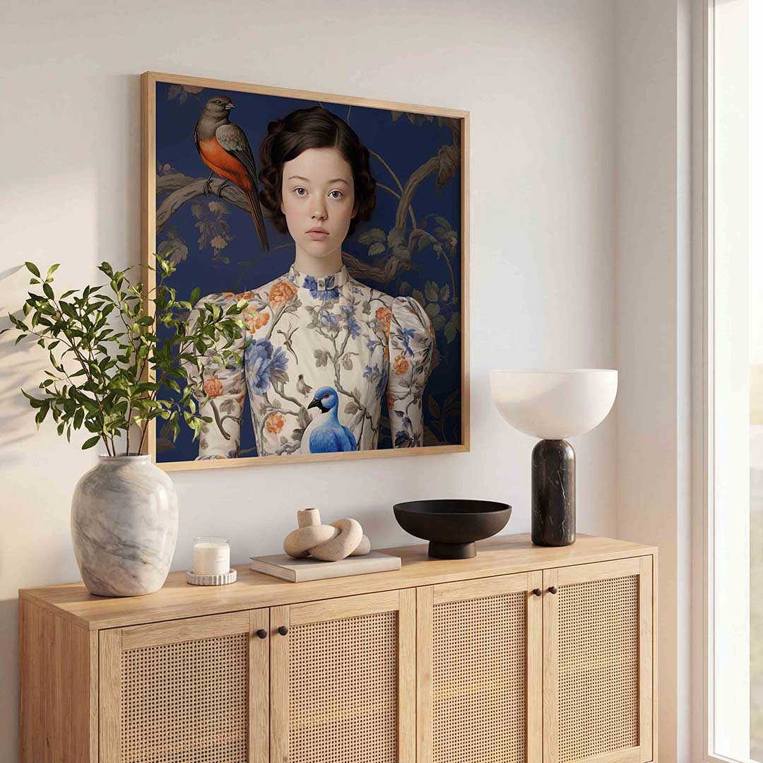 Meisje met vogels Poster