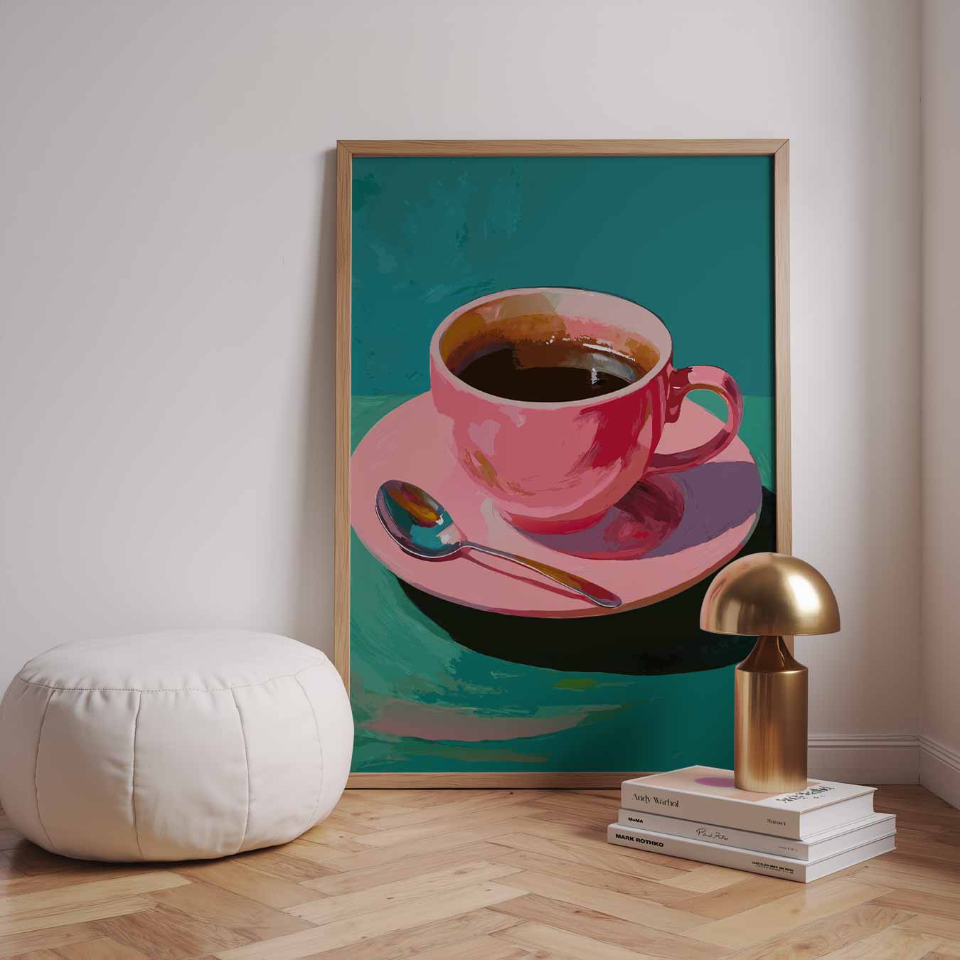 Roze Koffiekunst Poster-WallArtistic