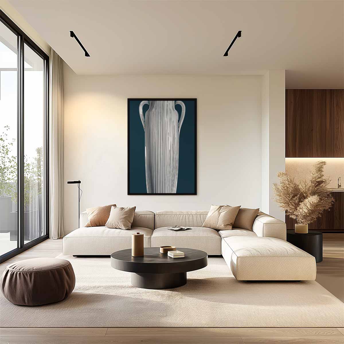 Elegante Gestreepte Vaas Kunstwerk-canvas-dibond-plexiglas-wanddecoratie-WallArtistic
