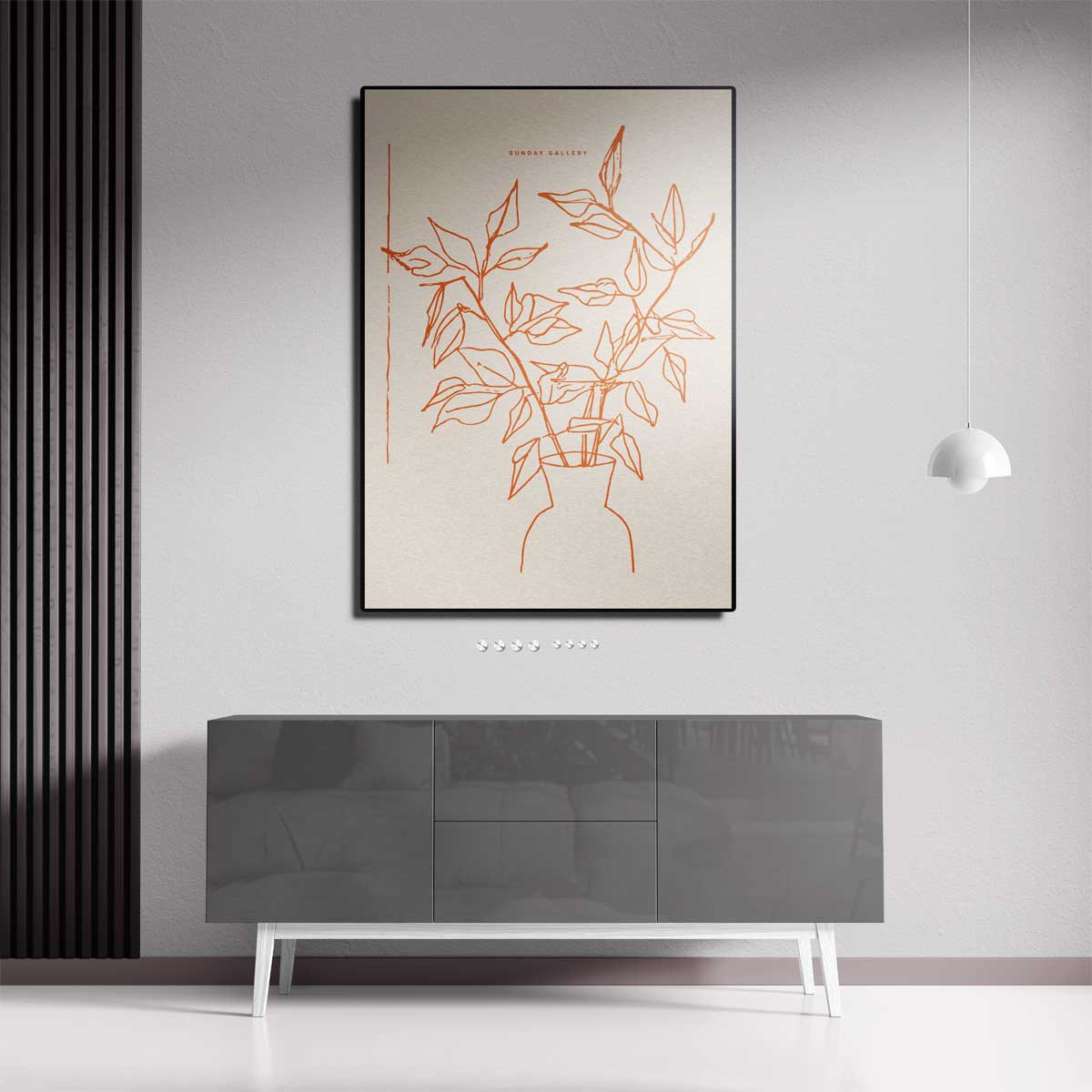 Lijntekening Bloemenvazen Kunstwerk-canvas-dibond-plexiglas-wanddecoratie-WallArtistic