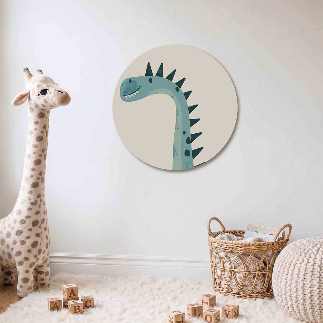 Blauwe dinosaurus Muurcirkel