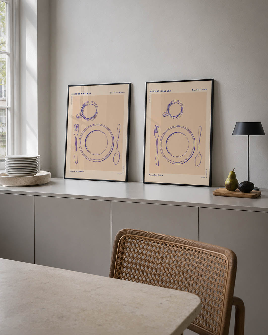 Eettafel lijnenspel Posterset